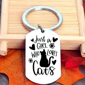 Cat Lover Stainless Steel Keychain Just a Girl That Loves Cats Gift